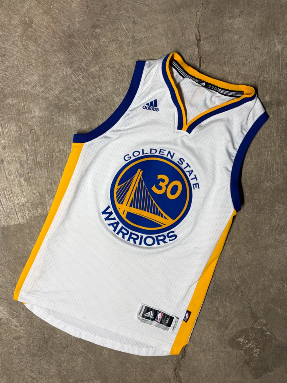 adidas White/Blue/Yellow Golden State Warriors Basketball Jersey